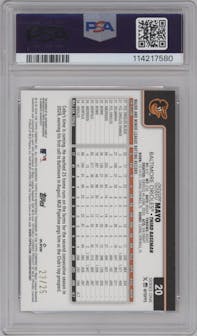 Coby Mayo from the 2025 Topps set featuring a Orange Foil parallel graded by PSA and given an overall grade of 9.