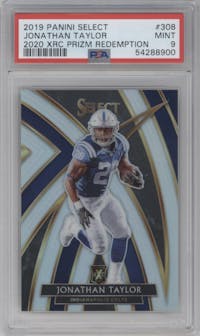 Jonathan Taylor from the 2019 Panini Select  set graded by PSA and given an overall grade of 9.