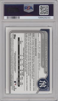 Bryce Cunningham  from the 2024 Bowman Draft set featuring a Green Lava Refractor parallel graded by PSA and given an overall grade of 10.