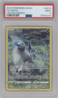 Absol from the 2023 Pokemon SWSH set graded by PSA and given an overall grade of 9.