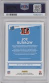 Joe Burrow from the 2020 Panini Donruss Optic set featuring a Holo parallel graded by PSA and given an overall grade of 9.