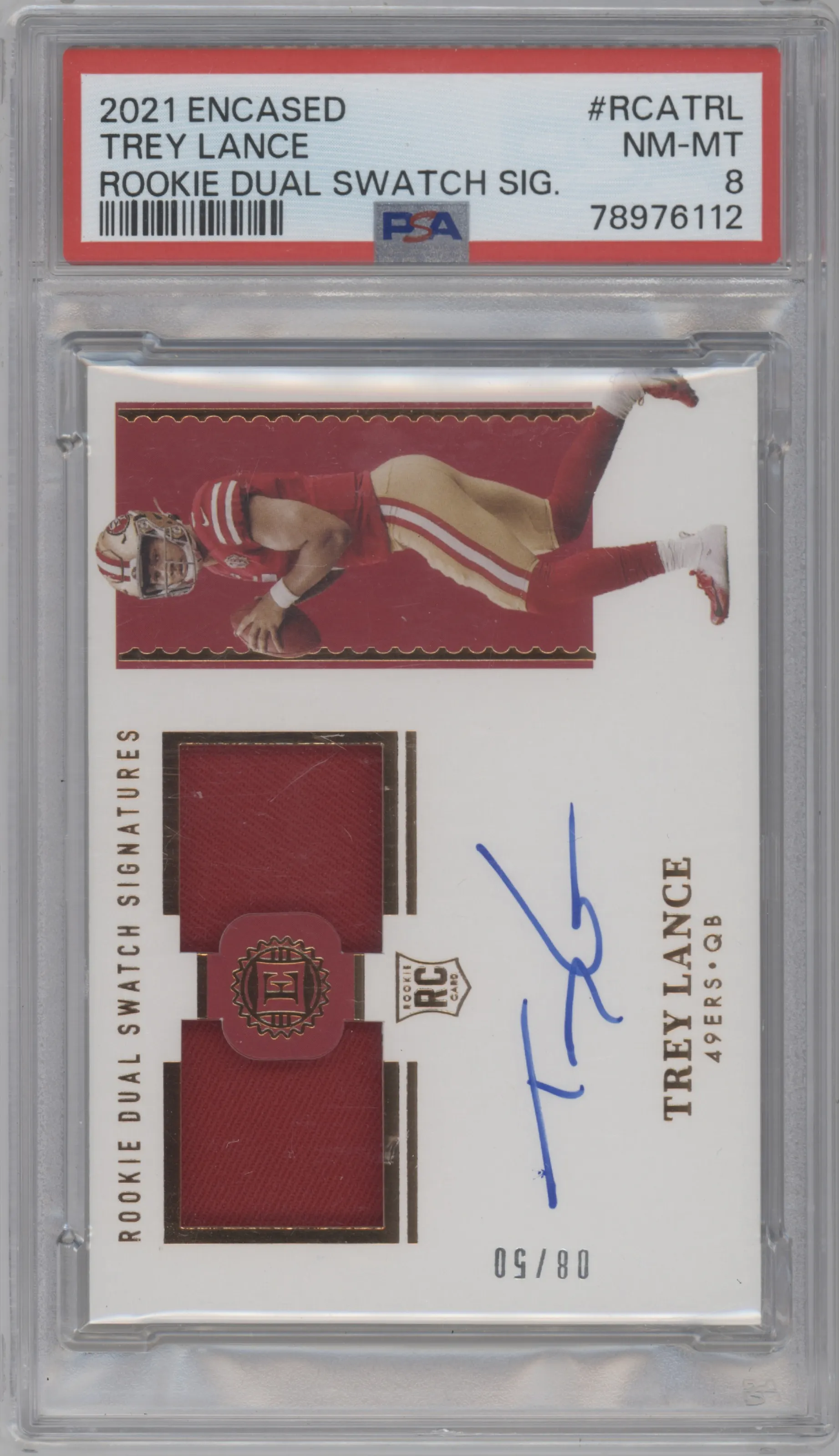 2021 Panini Encased Rke.Dual Swch.Sig. Trey Lance #RCA-TRL PSA 8