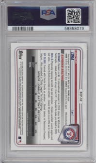 Bayron Lora from the 2020 Bowman set graded by PSA and given an overall grade of 10.