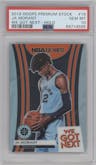 Ja Morant from the 2019-20 Panini Hoops Premium Stock set featuring a Holo parallel graded by PSA and given an overall grade of 10.