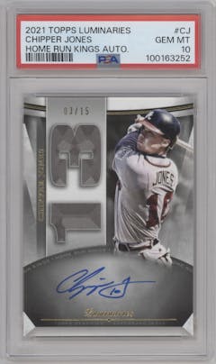 Chipper Jones from the 2021 Topps Luminaries set graded by PSA and given an overall grade of 10.