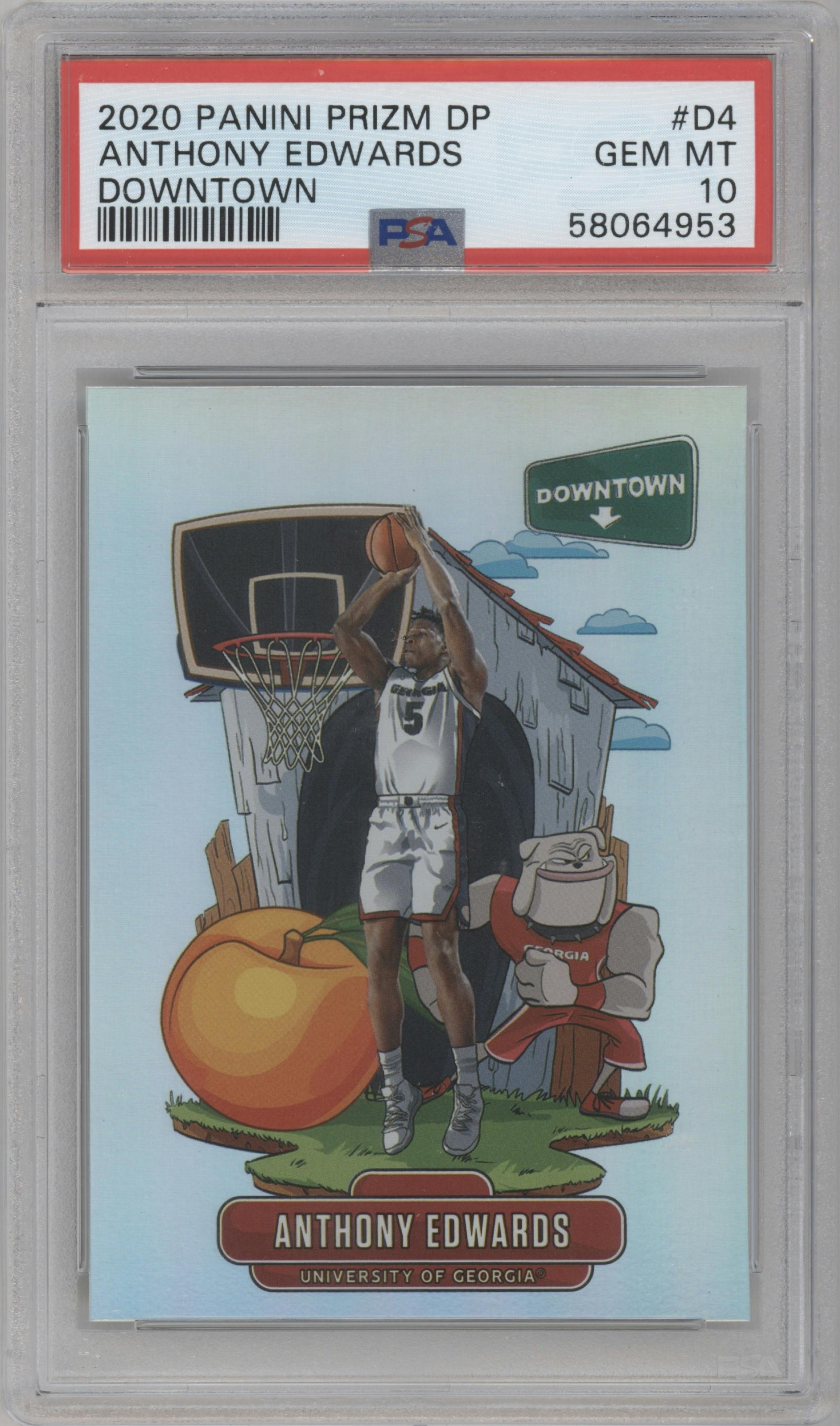 Anthony Edwards from the 2020-21 Panini Prizm Draft Picks set graded by PSA and given an overall grade of 10.