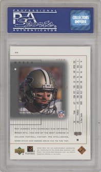 Drew Brees from the 2001 Upper Deck Pros & Prospects set graded by PSA and given an overall grade of 10.