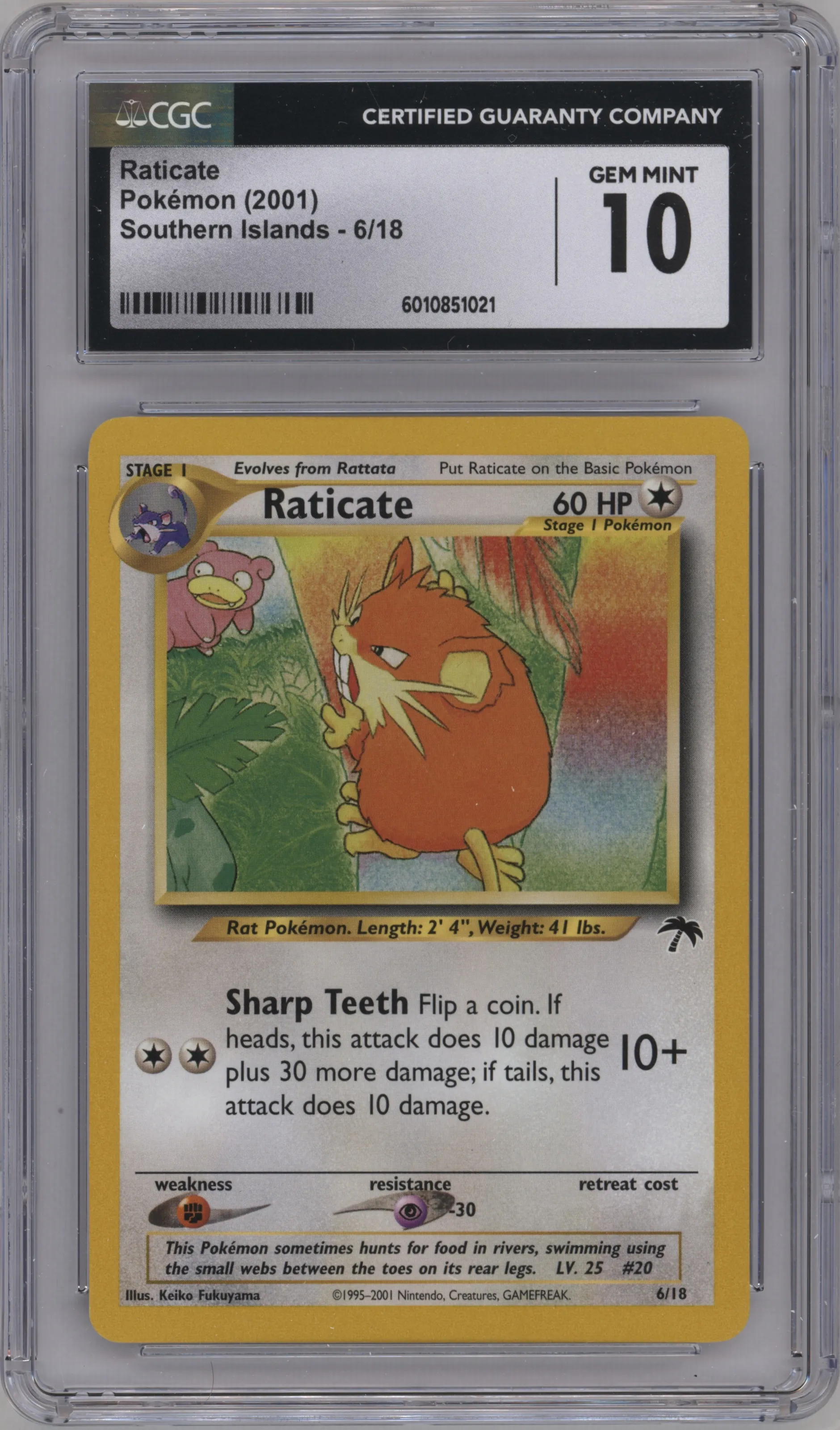 2001 Pokemon Neo Genesis Southern Islands Raticate #6 CGC 10