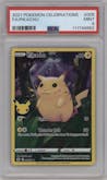 Pikachu from the 2021 Pokemon SWSH set graded by PSA and given an overall grade of 9.