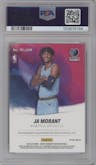 Ja Morant from the 2019-20 Panini Hoops Premium Stock set featuring a Flash parallel graded by PSA and given an overall grade of 10.