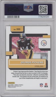George Pickens from the 2022 Panini Donruss set featuring a Press Proof Premium parallel graded by PSA and given an overall grade of 9.