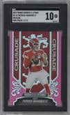 Patrick Mahomes II from the 2023 Panini Rookies & Stars set featuring a Pink parallel graded by SGC and given an overall grade of 10.