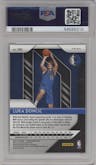 Luka Doncic from the 2018-19 Panini Prizm set featuring a Silver Prizm parallel graded by PSA and given an overall grade of 9.