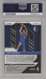 Luka Doncic from the 2018-19 Panini Prizm set featuring a Silver Prizm parallel graded by PSA and given an overall grade of 9.