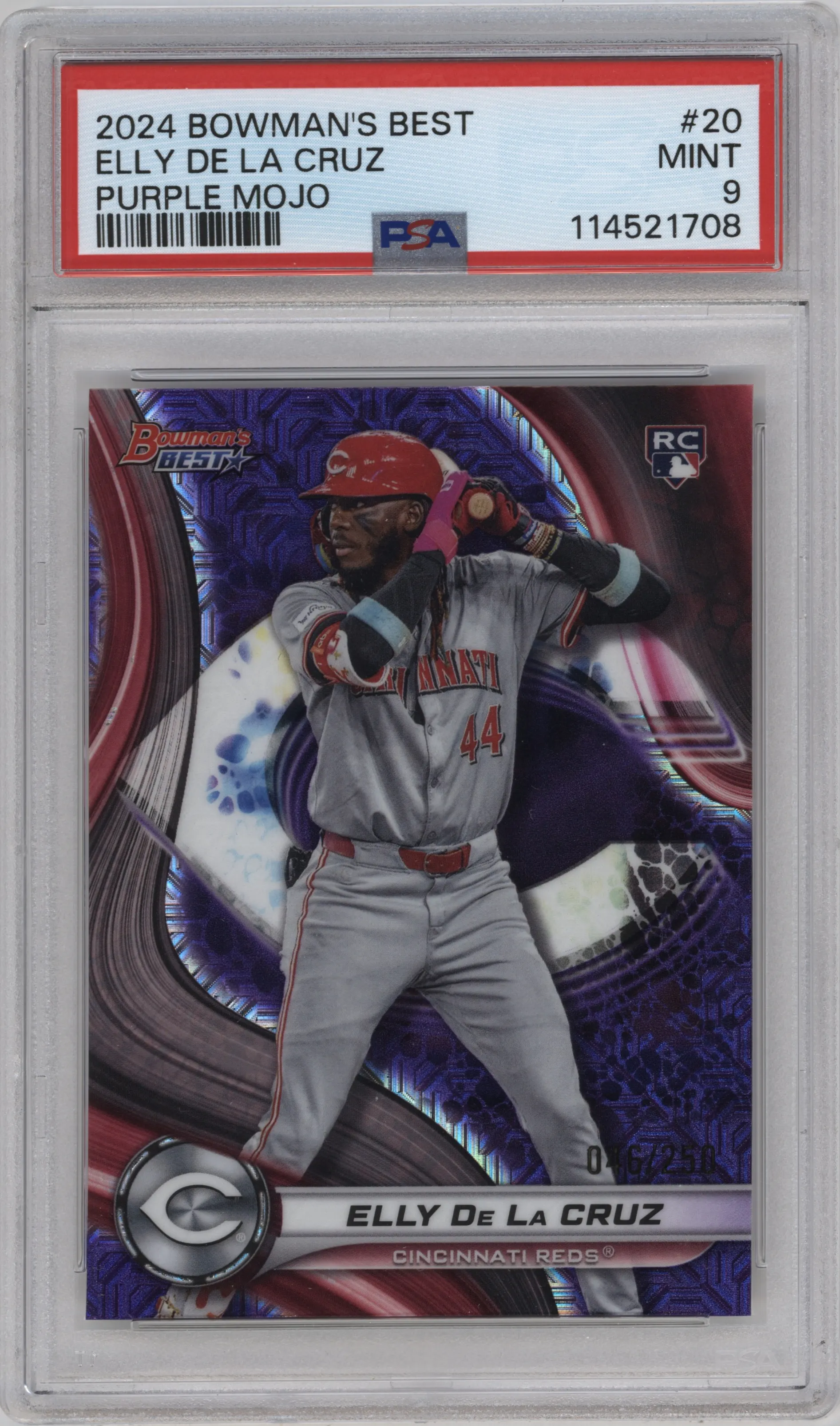 2024 Bowman's Best Elly De La Cruz Purple Mojo Refractor #20 PSA 9