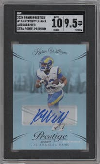 Kyren Williams from the 2024 Panini Prestige  set graded by SGC and given an overall grade of 9.5.