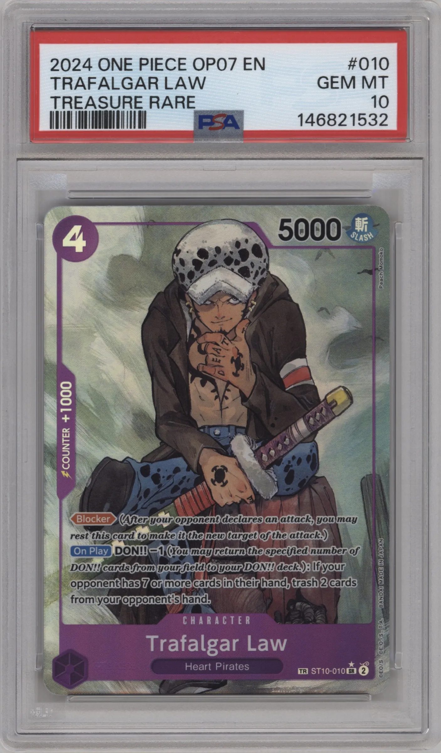 2024 One Piece 500 Years in the Future Trafalgar Law ST10-010 SR #TR ST10-010 SR PSA 10