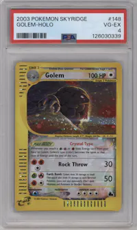 Golem from the 2003 Pokemon E-CARD set graded by PSA and given an overall grade of 4.