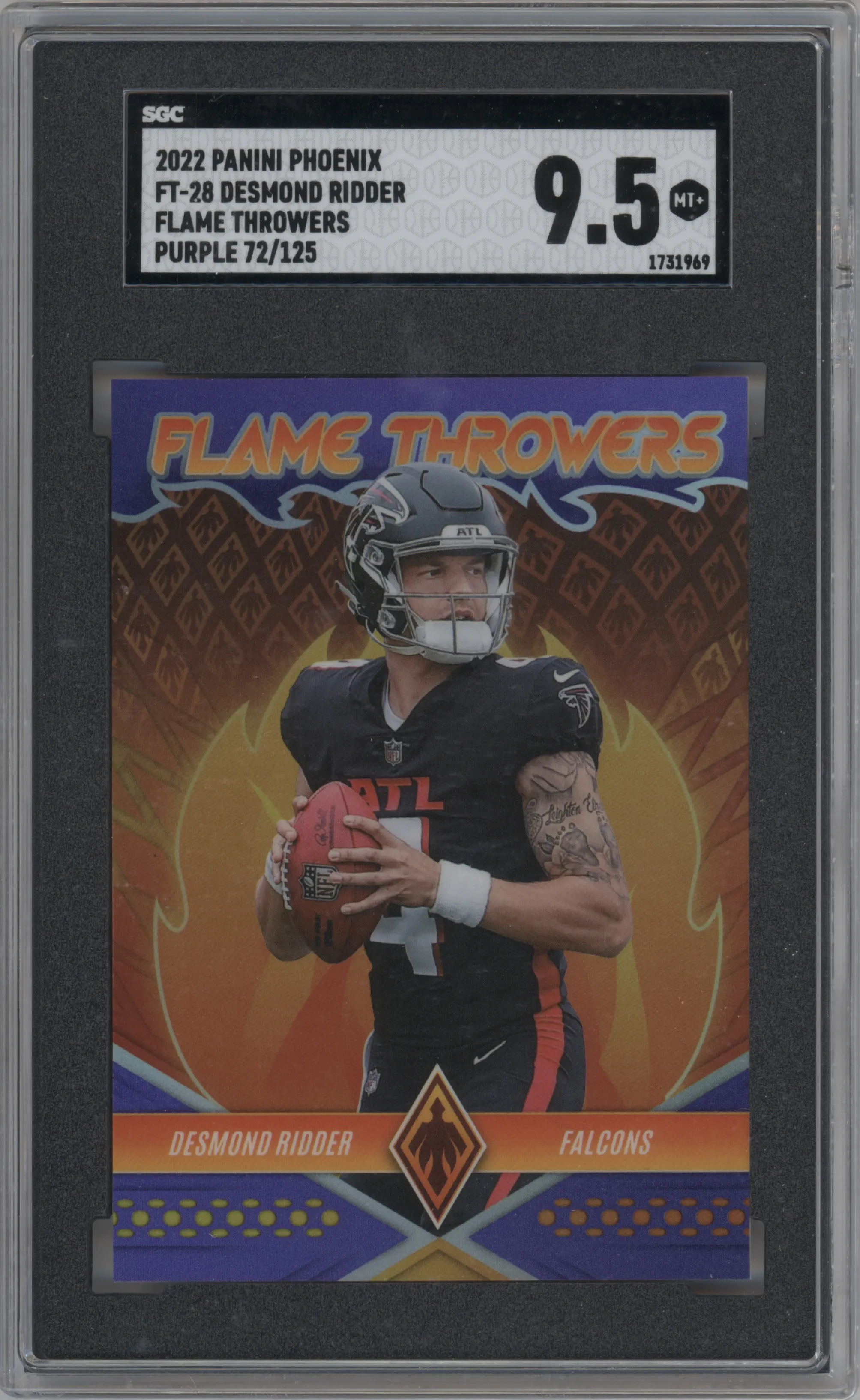 2022 Panini Phoenix Flame Throwers Desmond Ridder Purple SGC 9.5
