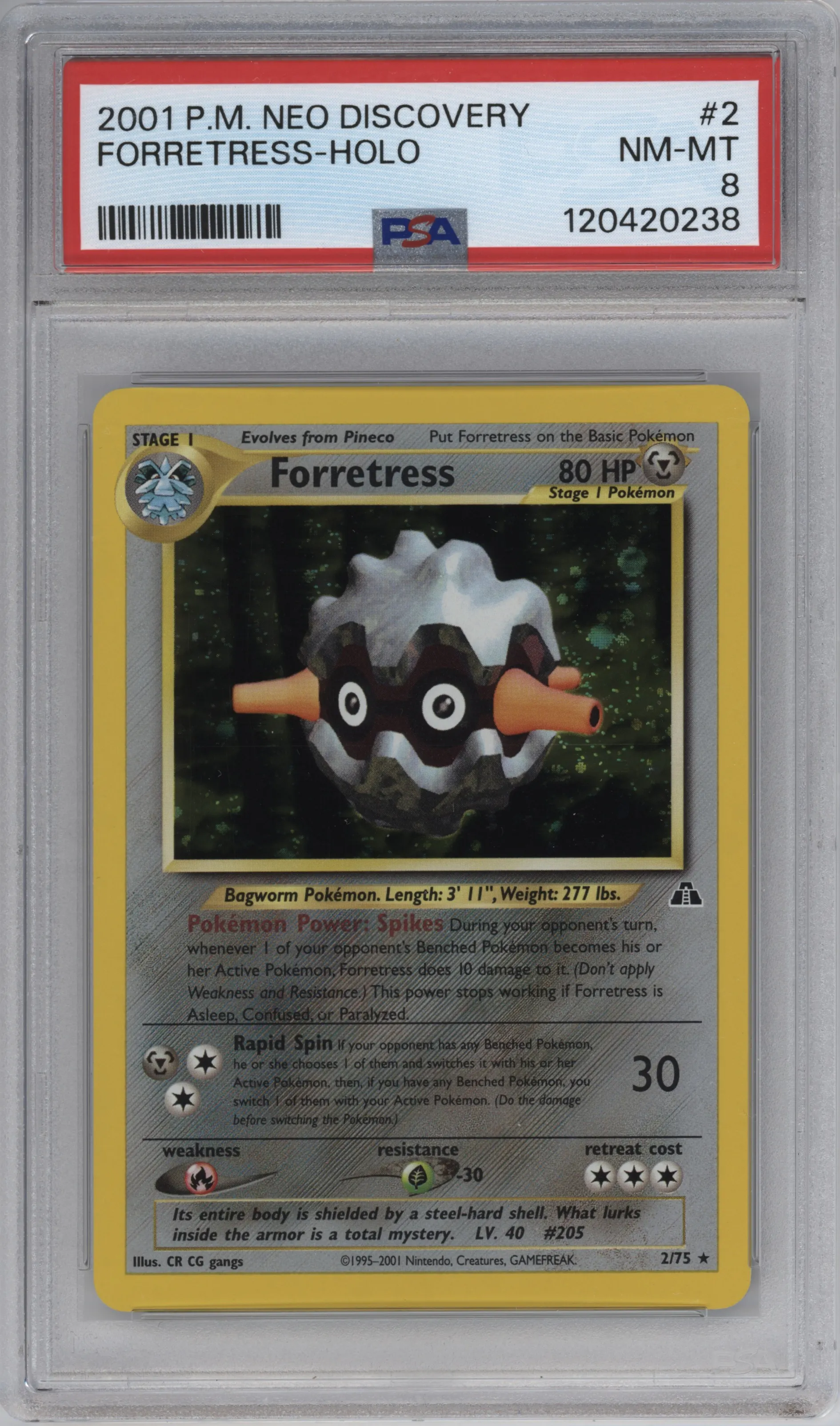 2001 Pokemon Neo Genesis Neo Discovery Forretress #2 PSA 8
