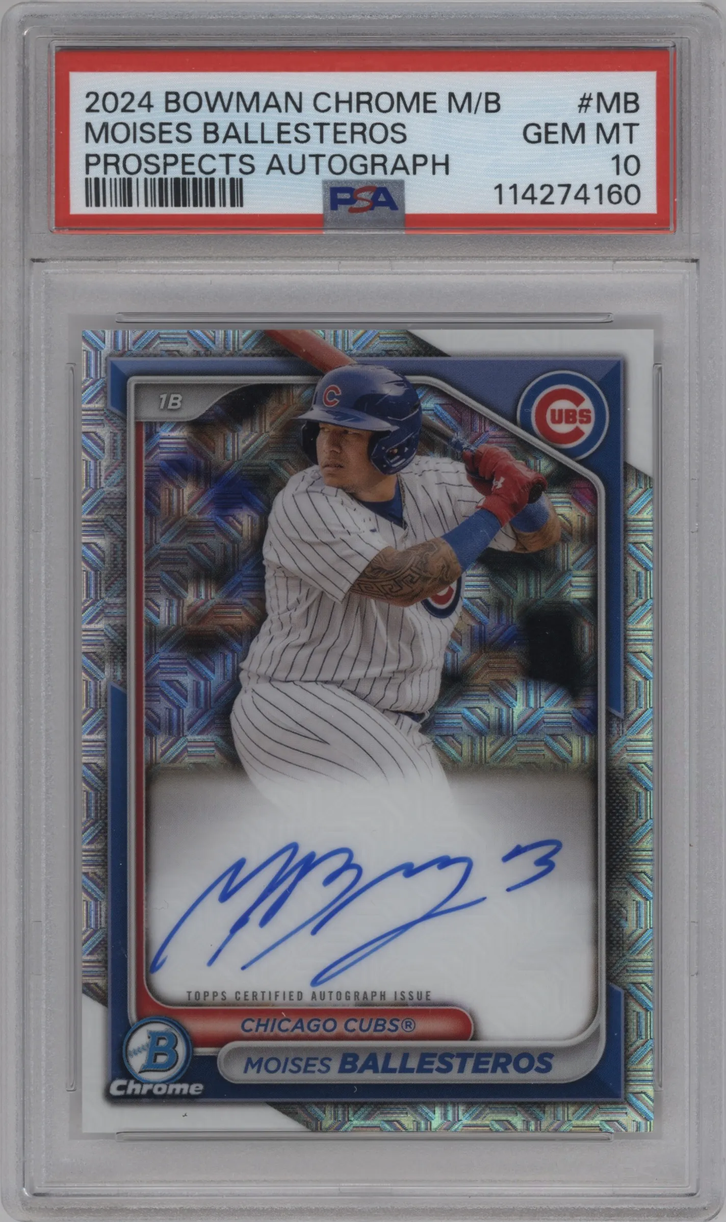 2024 Bowman Chrome Mega Box Chr.Pros.Auto Moises Ballesteros PSA 10