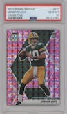 Jordan Love from the 2020 Panini Mosaic set featuring a Pink Camo parallel graded by PSA and given an overall grade of 10.