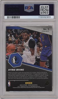 Kyrie Irving from the 2022-23 Panini Mosaic set featuring a Gold Mosaic parallel graded by PSA and given an overall grade of 10.