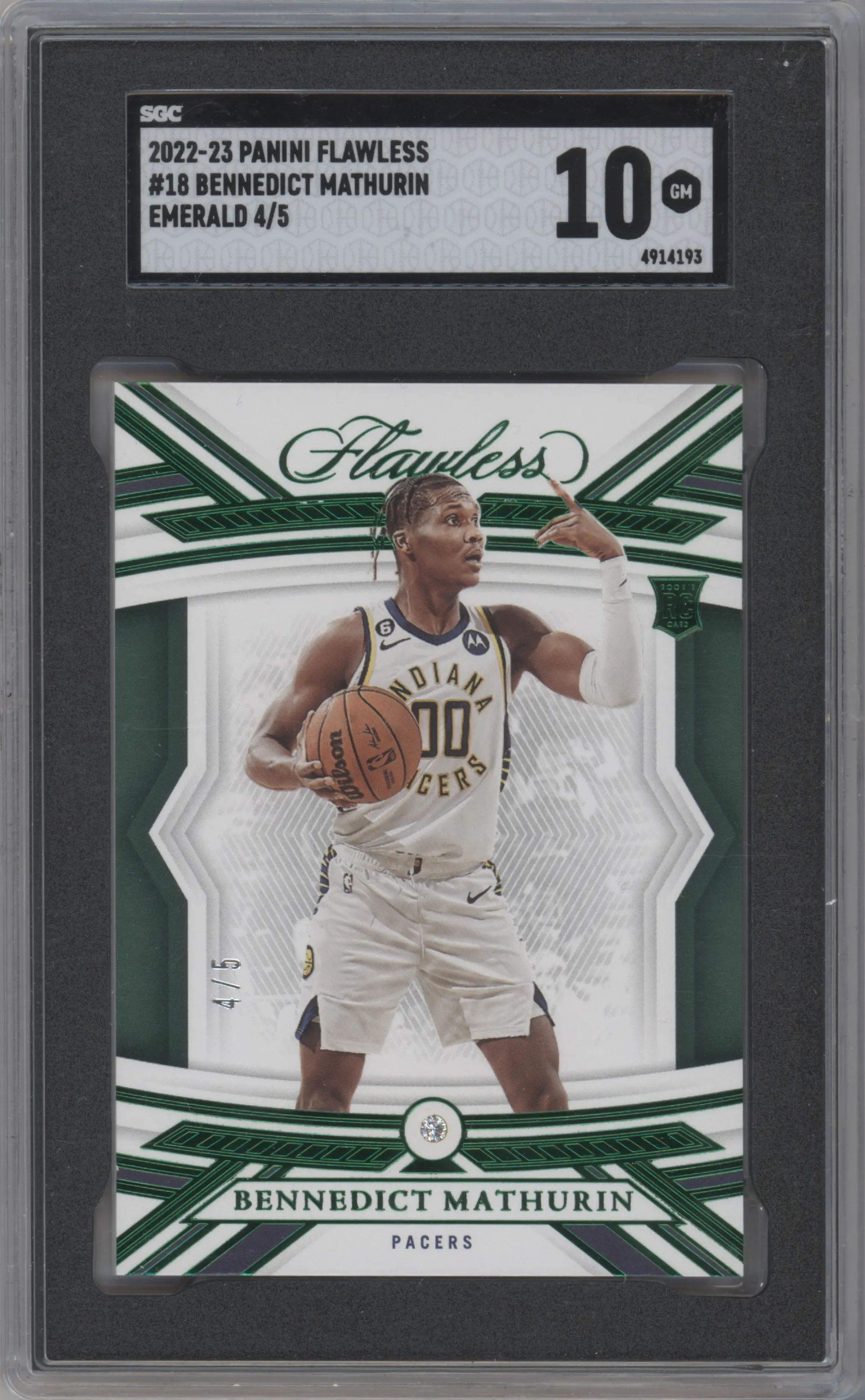 2022 Panini Flawless Bennedict Mathurin Emerald SGC 10