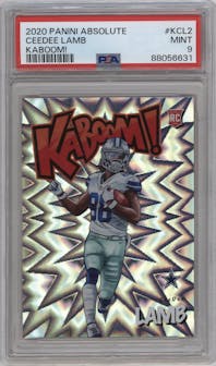 CeeDee Lamb from the 2020 Panini Absolute set graded by PSA and given an overall grade of 9.