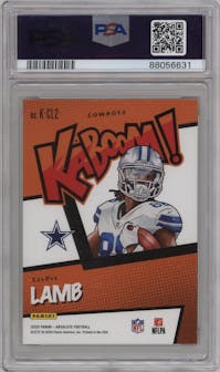 CeeDee Lamb from the 2020 Panini Absolute set graded by PSA and given an overall grade of 9.
