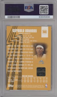 Carmelo Anthony from the 2003-04 Topps Finest set graded by PSA and given an overall grade of 8.5.