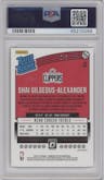 Shai Gilgeous-Alexander from the 2018-19 Panini Donruss Optic set featuring a Lime Green parallel graded by PSA and given an overall grade of 9.