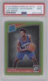 Shai Gilgeous-Alexander from the 2018-19 Panini Donruss Optic set featuring a Lime Green parallel graded by PSA and given an overall grade of 9.