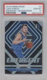 Luka Doncic from the 2018-19 Panini Prizm set featuring a Silver Prizm parallel graded by PSA and given an overall grade of 10.