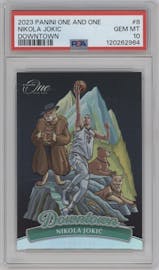 Nikola Jokic from the 2023-24 Panini One and One set graded by PSA and given an overall grade of 10.