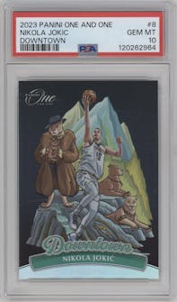Nikola Jokic from the 2023-24 Panini One and One set graded by PSA and given an overall grade of 10.