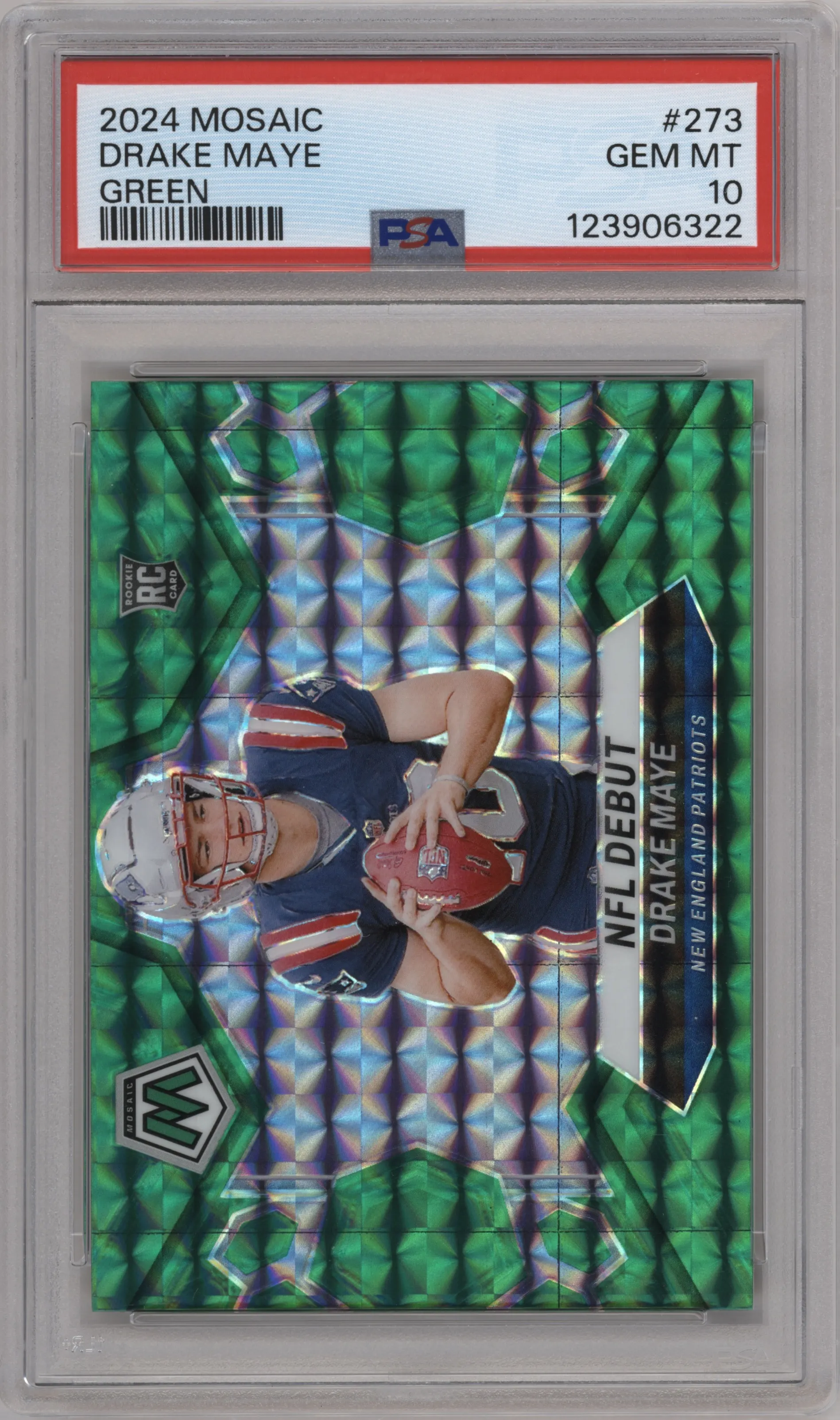 2024 Panini Mosaic Drake Maye Green Mosaic PSA 10