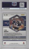 Tom Brady from the 2021 Panini Mosaic set featuring a Genesis parallel graded by PSA and given an overall grade of 9.