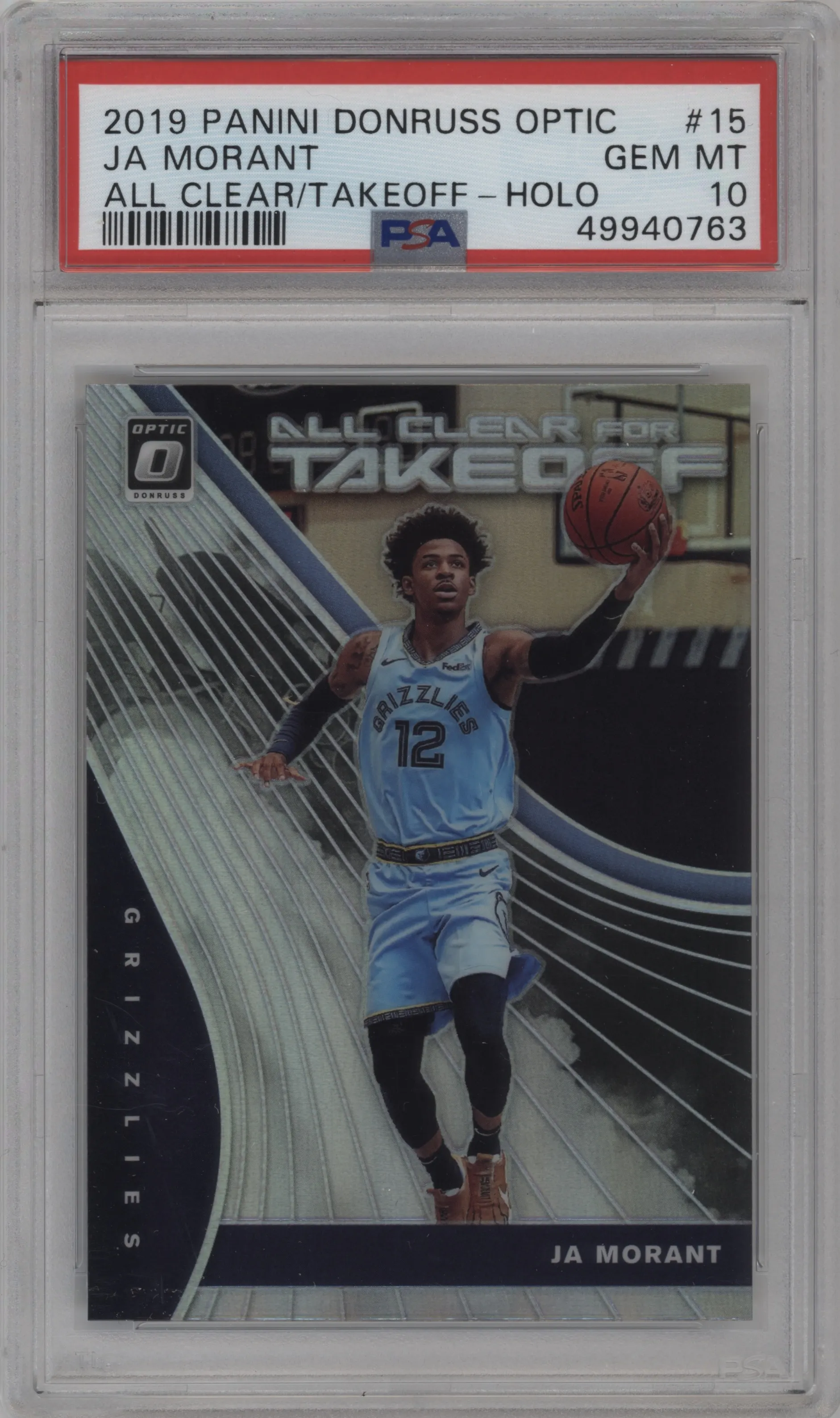 2019 Panini Donruss Optic All Clear for Takeoff Ja Morant Holo PSA 10