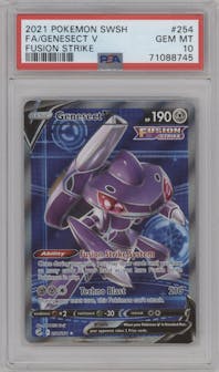 Genesect V from the 2021 Pokemon SWSH set graded by PSA and given an overall grade of 10.