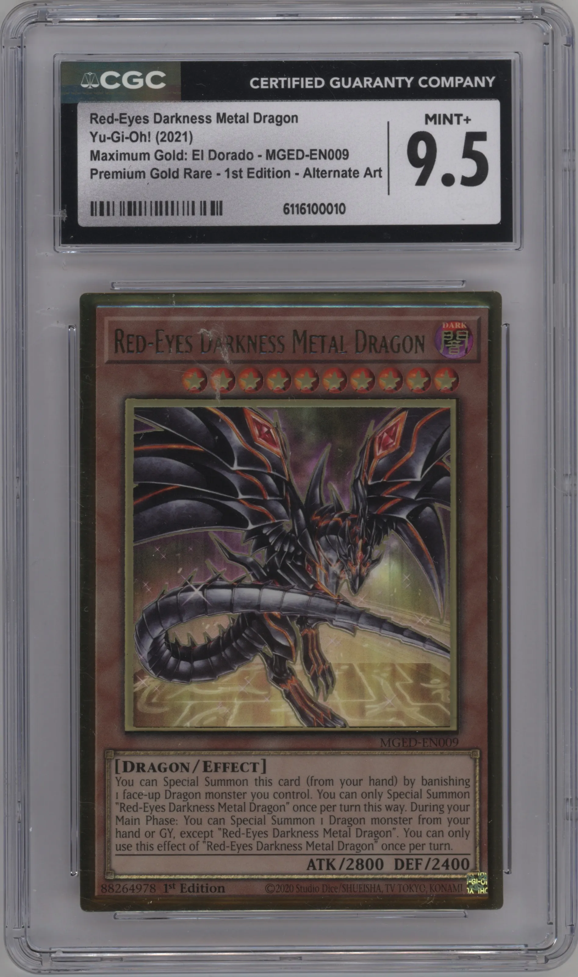 2021 Yu-Gi-Oh! MG: El Dorado Red-Eyes Darkness Metal Dragon Premium Gold Rare CGC 9.5