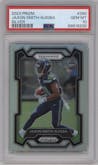 Jaxon Smith-Njigba from the 2023 Panini Prizm set featuring a Silver Prizm parallel graded by PSA and given an overall grade of 10.