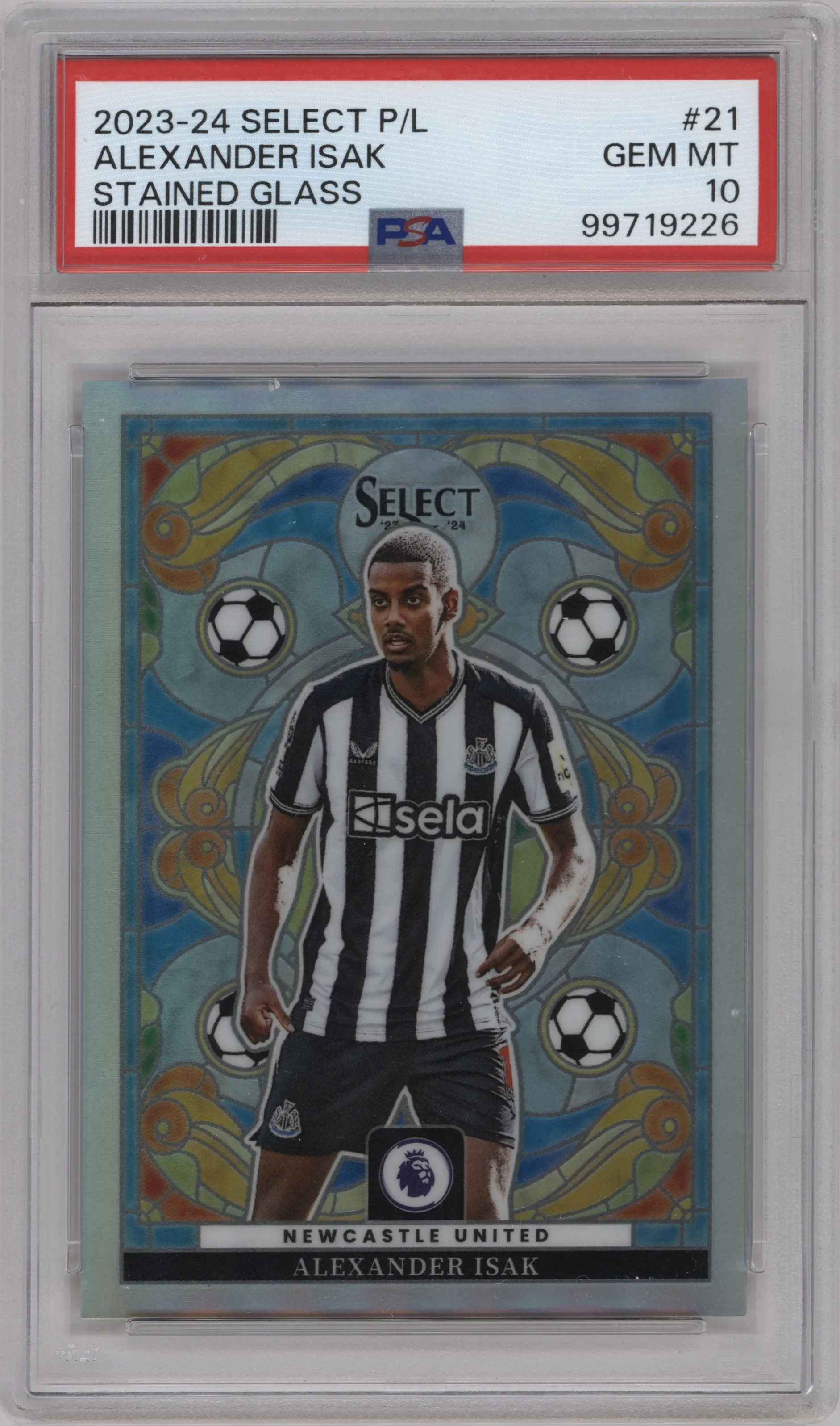2023 Panini Select Premier League Stained Glass Alexander Isak #21 PSA 10