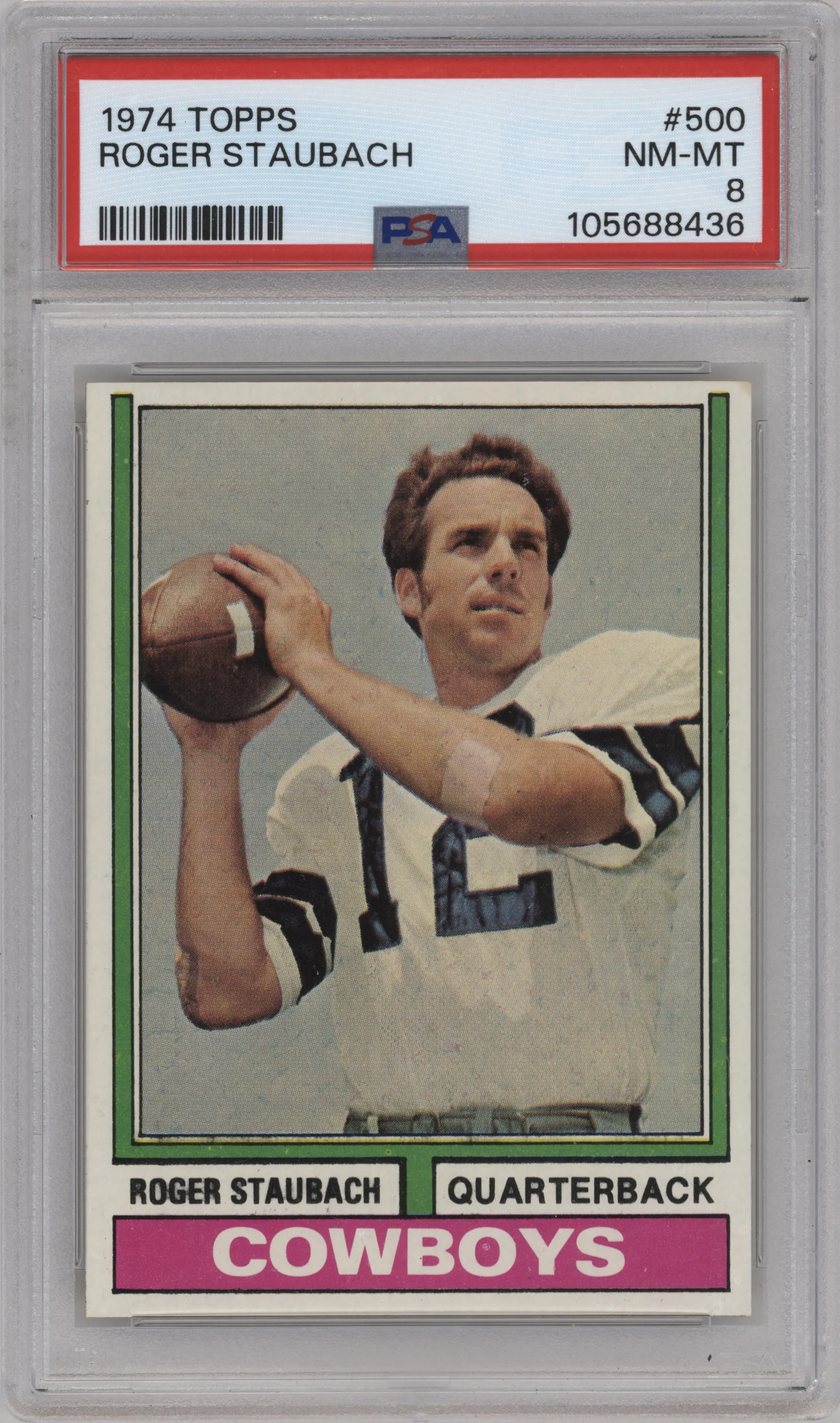 1974 Topps Roger Staubach #500 PSA 8