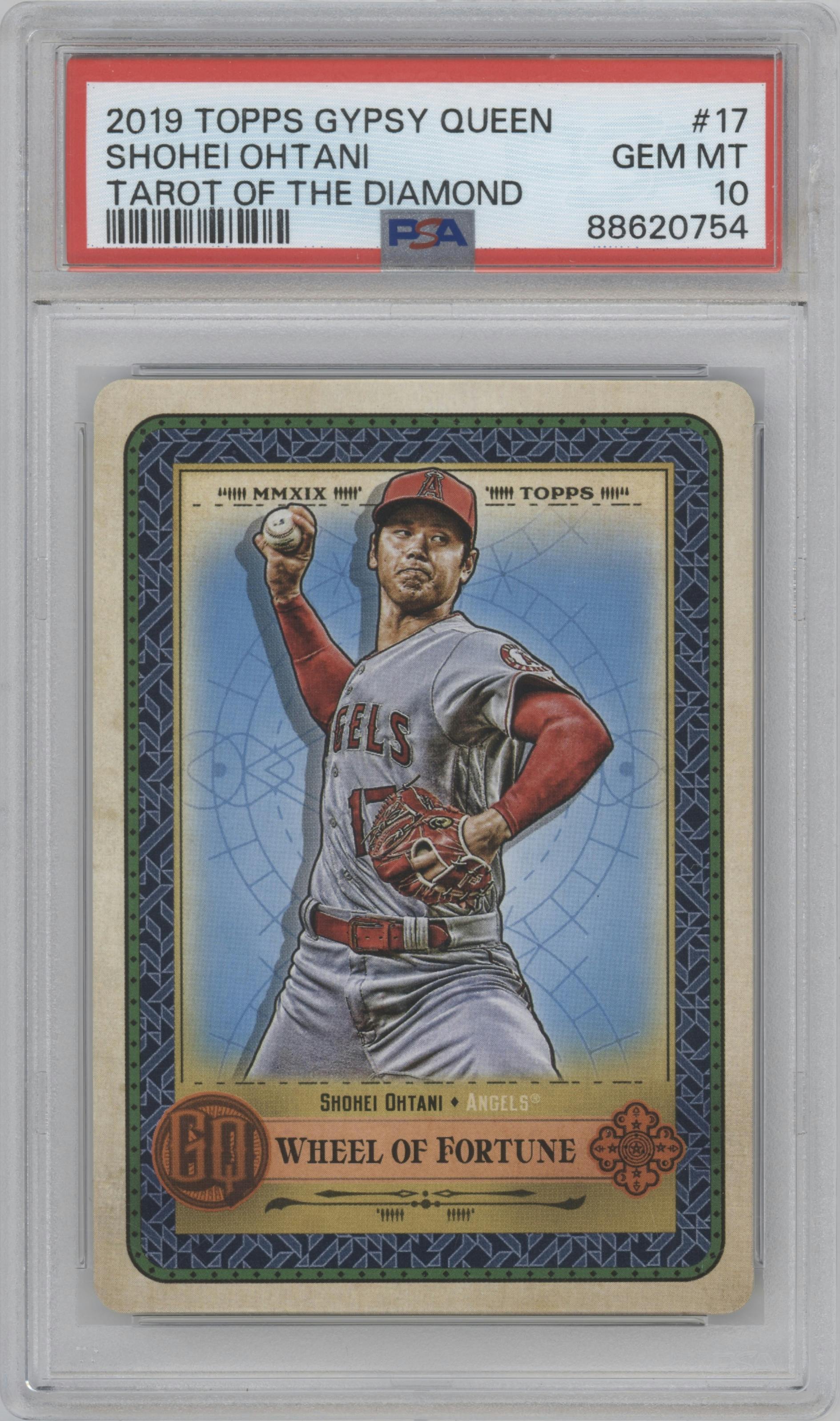 Shohei Ohtani from the 2019 Topps Gypsy Queen set graded by PSA and given an overall grade of 10.