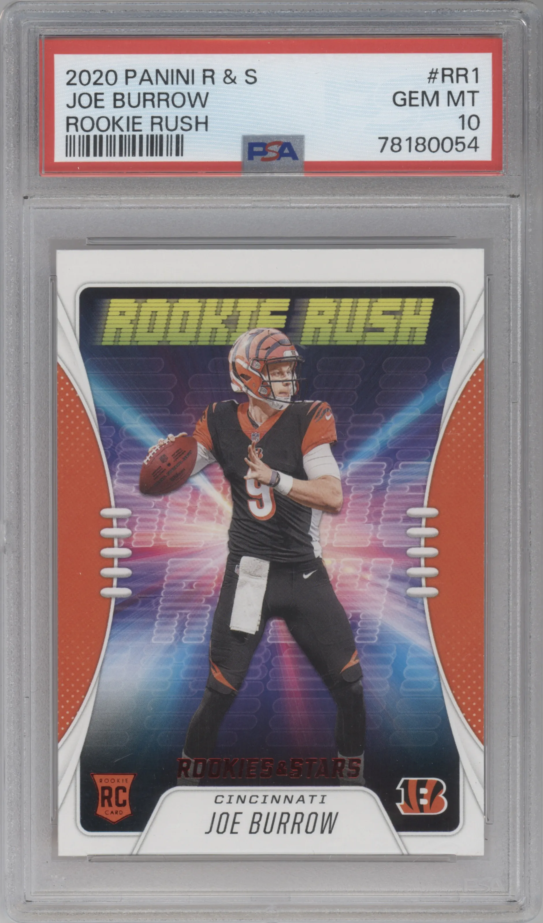2020 Panini Rookies & Stars Rke.Rush Joe Burrow #RR-1 PSA 10