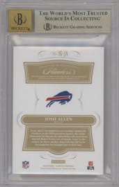 Josh Allen from the 2018 Panini Flawless set featuring a Platinum parallel graded by Beckett and given an overall grade of 9.5.