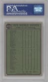 World Series Game 2 from the 1974 Topps set graded by PSA and given an overall grade of 8.