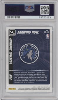 Anthony Edwards from the 2020-21 Panini NBA Hoops set featuring a Holo parallel graded by PSA and given an overall grade of 10.