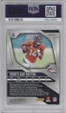 Courtland Sutton from the 2024 Panini Prizm set featuring a Blue Wave Prizm parallel graded by PSA and given an overall grade of 10.